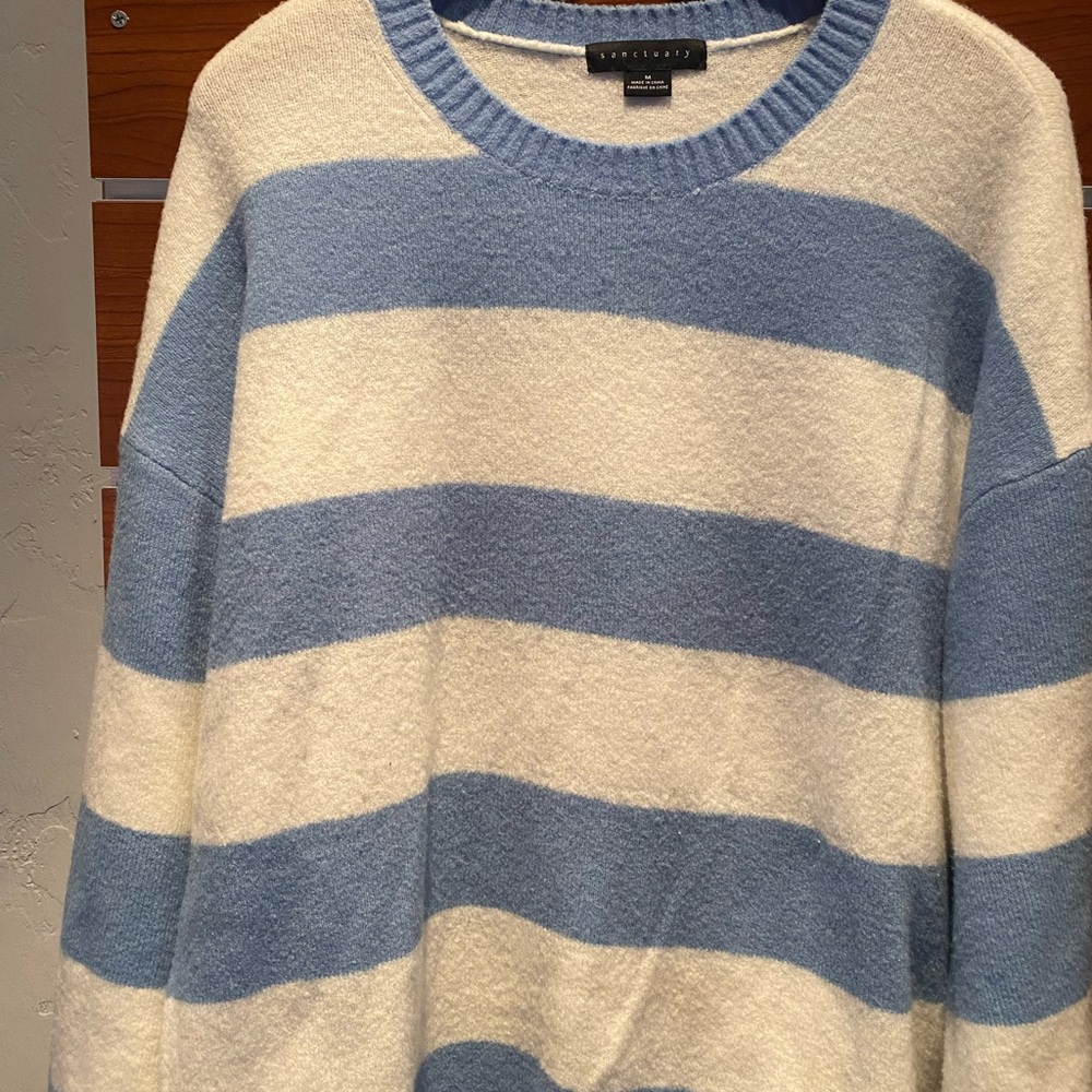 Sanctuary coastal blue and white striped sweater.